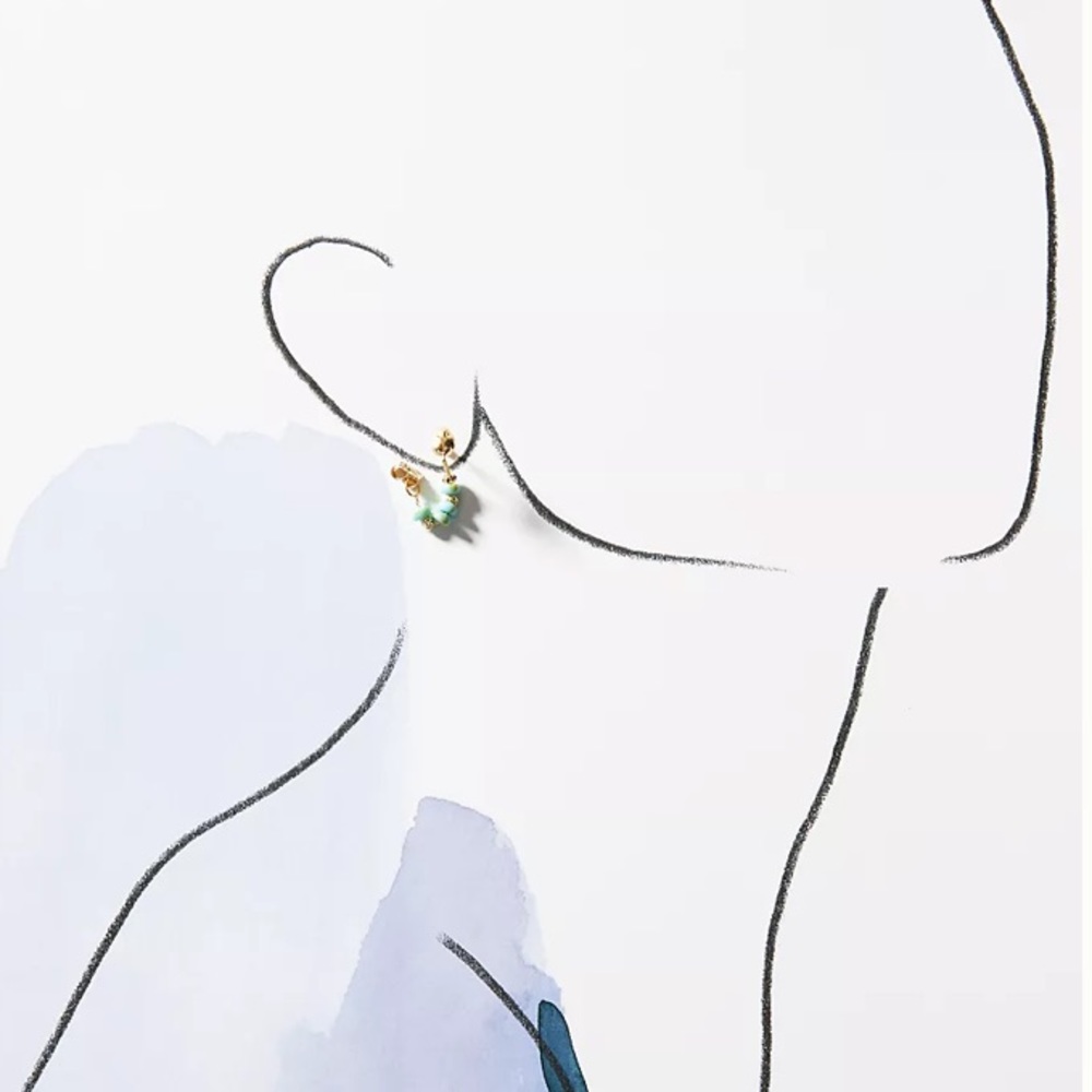 🆕 Anthropologie Beaded Turquoise & Gold Front-Back Earrings - Picture 2 of 7